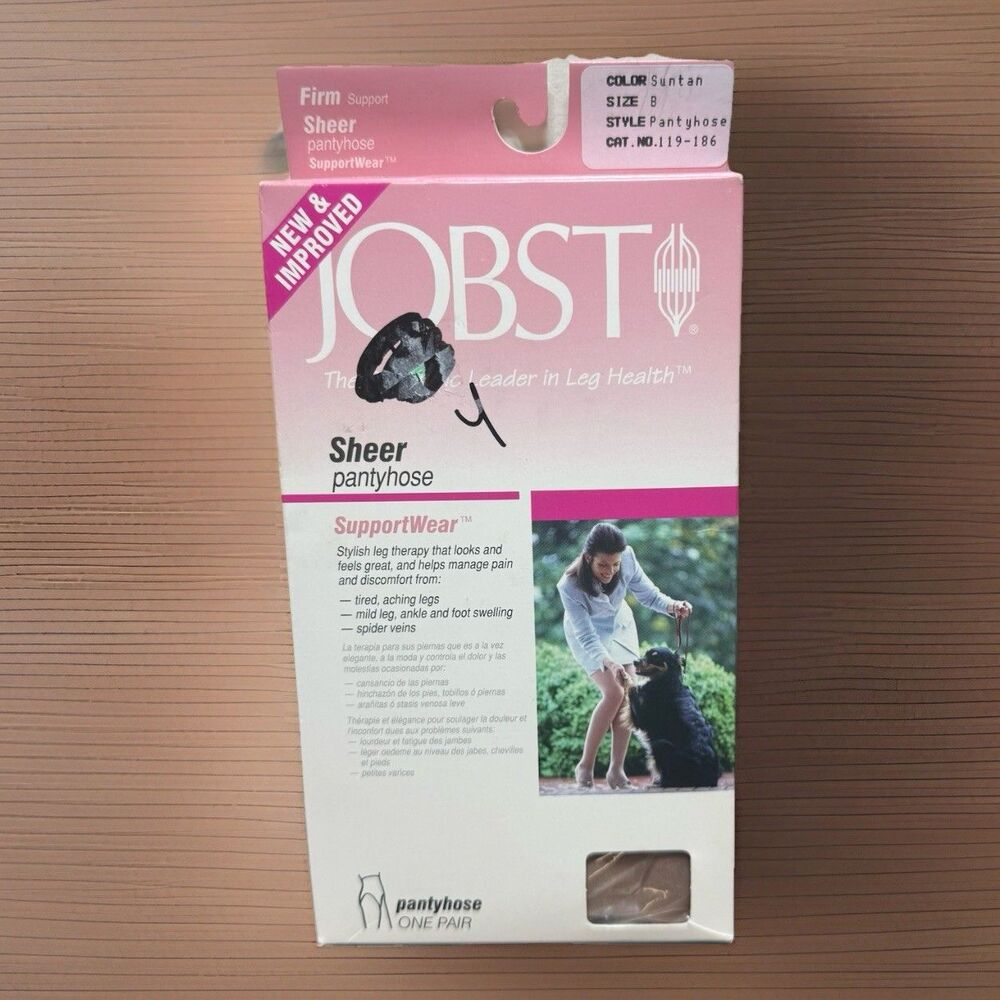 Jobst New and Improved sheer Panty Hose Firm Support Size B Color Suntan NOS VTG